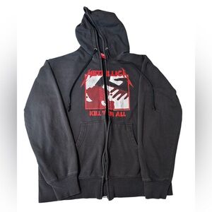 Vintage Metallica Kill 'Em All Zip-Up Hoodie Black Y2K Woven Bravado Tag Mens M